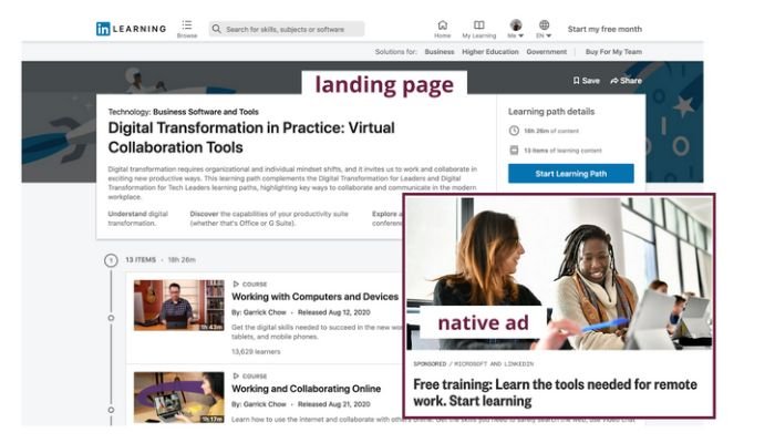 Example of Native advertising within a website